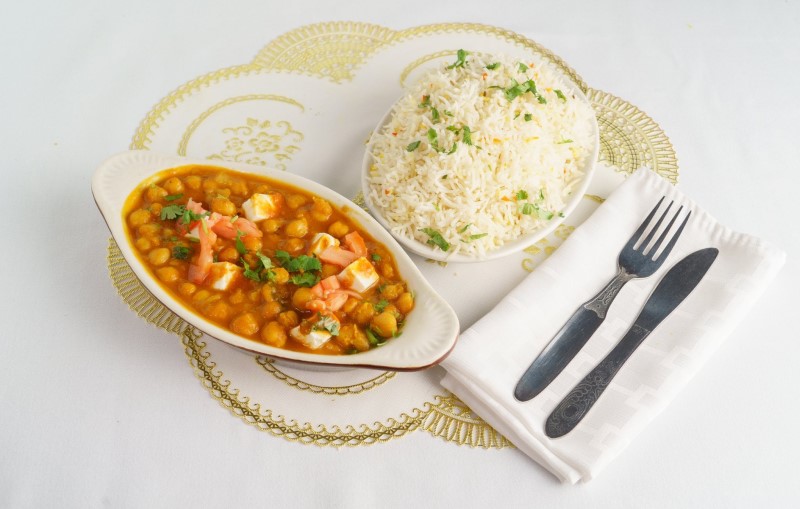 Channa masala, a vegan chickpea curry, at Jewel of India in Seattle's University District