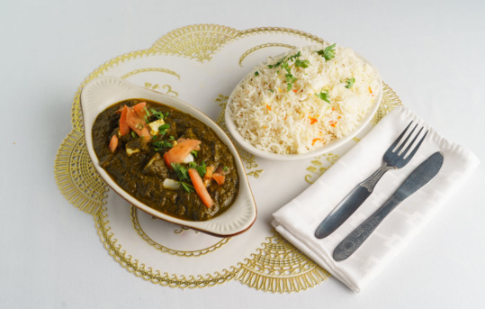 Palak paneer, a spinach and cottage cheese curry, at Jewel of India in Seattle